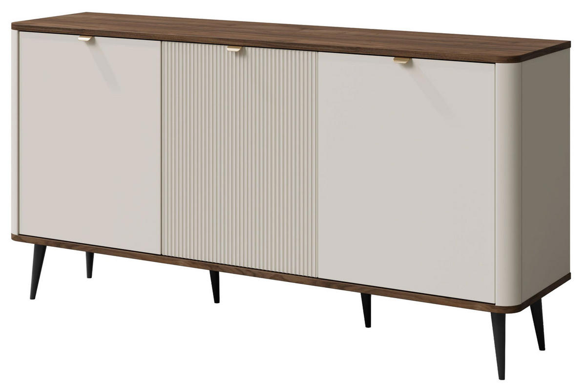 KOMMODE Marly Kaschmir / Walnuss 160 / 40 / 82cm - Kaschmir/Beige, Holz/Holzwerkstoff (160/82/40cm) - Feldmann-Wohnen