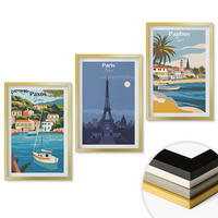WANDBILDER 3er Set - 40x60 cm Goldrahmen - Küstenstädte und Architektur - Goldfarben, Kunststoff (40/60cm) - ArtPrintCave