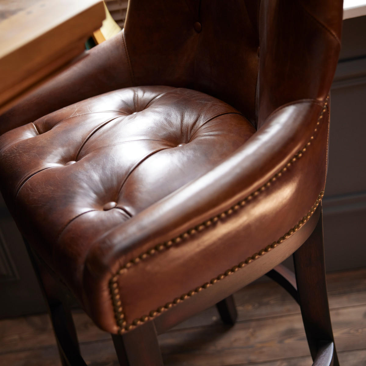 BARHOCKER aus Leder 58/121/52 cm - Beige, Textil (52/121/60cm) - Signature