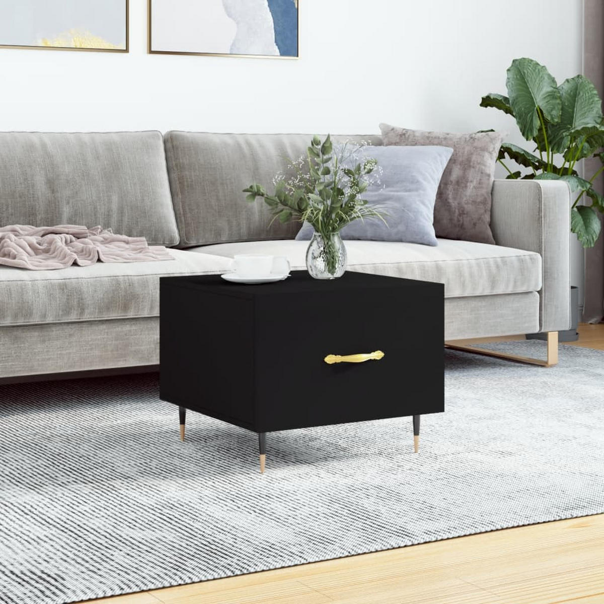 COUCHTISCH Schwarz 50x50x40 cm Holzwerkstoff - Schwarz, Holzwerkstoff (50/50/40cm) - furnicato