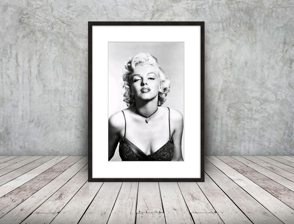 BILD mit Rahmen 51x71 cm Marilyn Monroe Schwarz-Weiß - Weiß, Holz (51/71cm) - artissimo