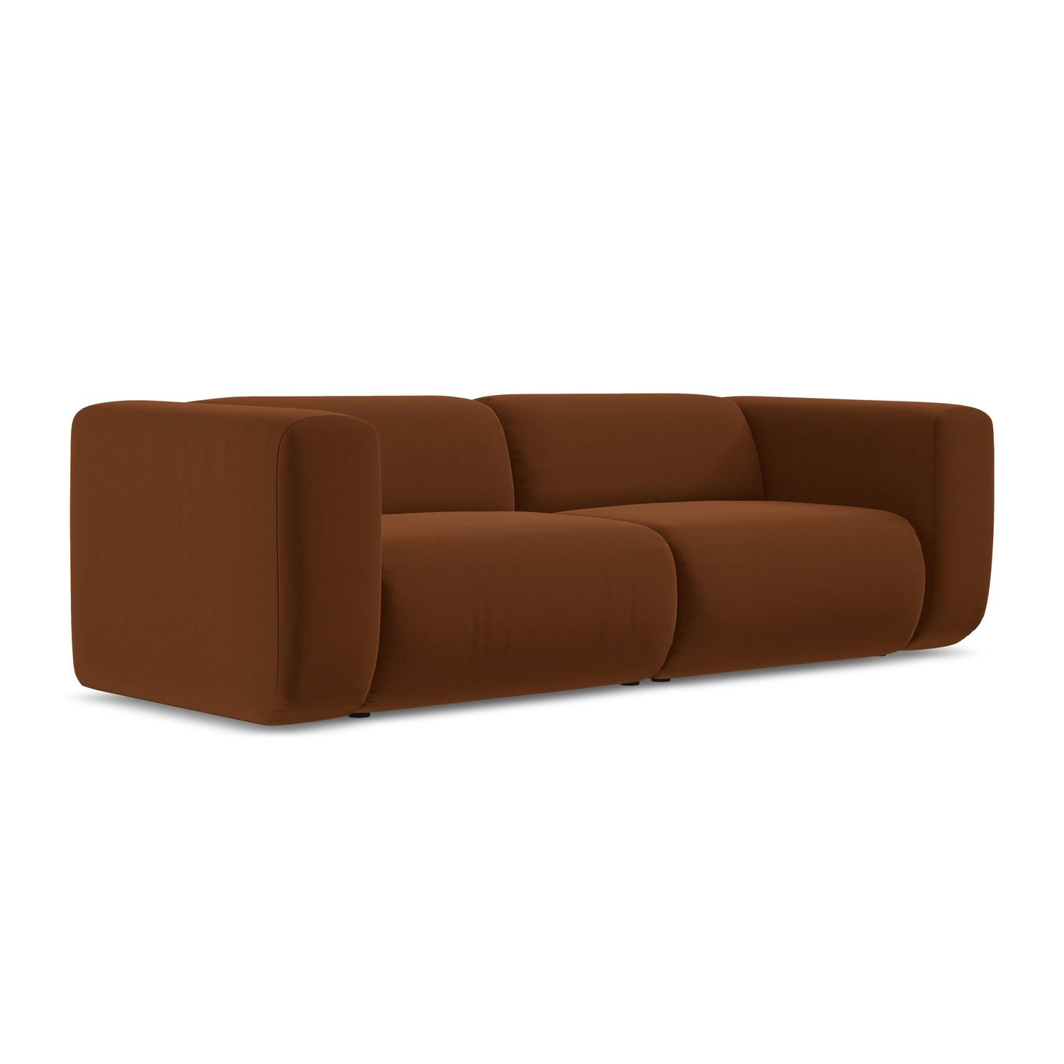3-SITZER SOFA Samt Stoff Orange - Terracotta/Schwarz, Kunststoff/Textil (228/70/89cm) - LaMiaSofa