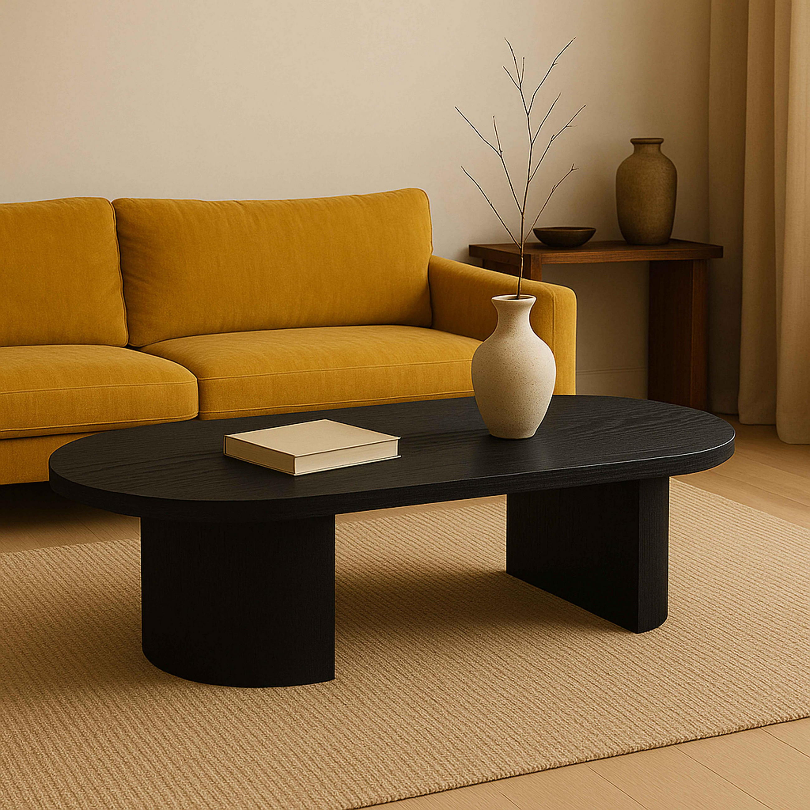 COUCHTISCH, schwarzes Holzeffekt - Schwarz, Holz (120/70/35cm) - Oviala