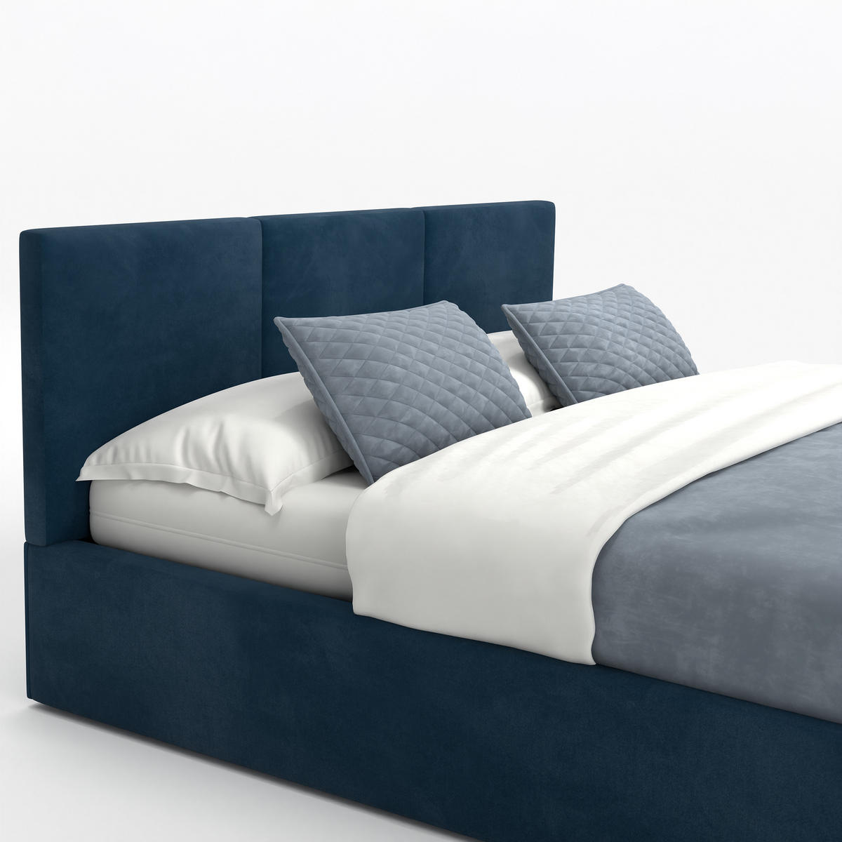 POLSTERBETT mit Stauraum Dunkelblau 120x200cm Kopfteil 120cm - Dunkelblau, Holzwerkstoff/Textil (120/200cm) - Muralo