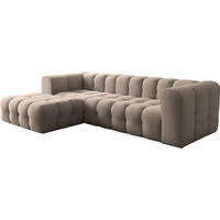ECKSOFA Mochi L-Form 5-Sitzer Links, Samt, Taupe 290/75/193 cm - Taupe/Beige, Kunststoff/Textil (290/193cm) - WFL GROUP