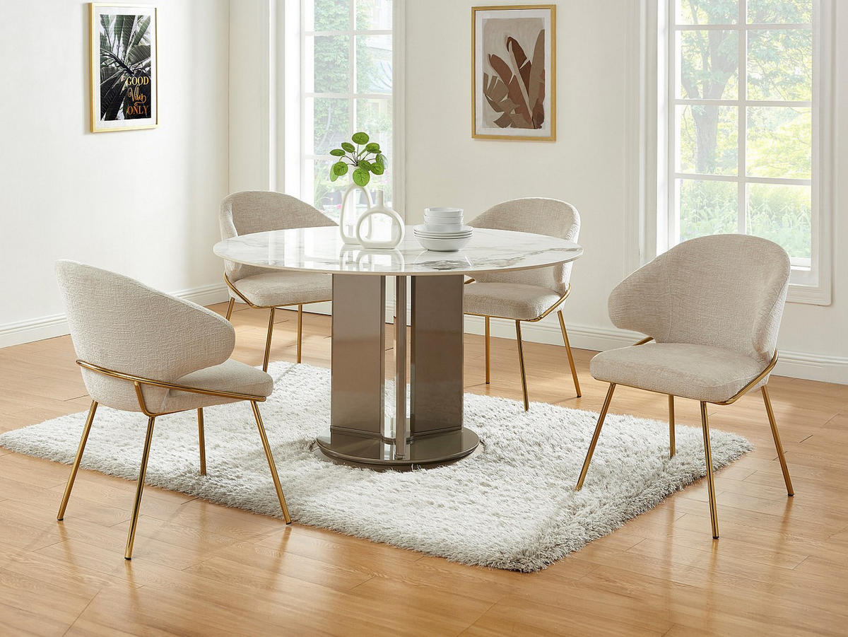 STUHL 2er-Set - Stoff & goldfarbenes Metall - Beige - LUXIVA - Beige, Textil (60/85/62cm) - Pascal Morabito