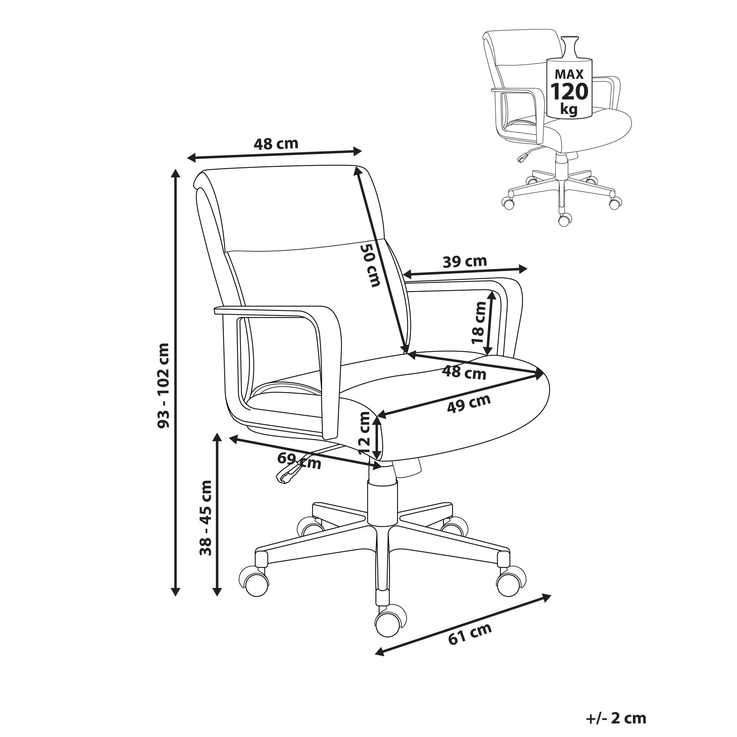Thumbnail - Beliani Bürostuhl, Grau, Schwarz, Textil, 61x93x69 cm, Arbeitszimmer, Bürostühle, Drehstühle