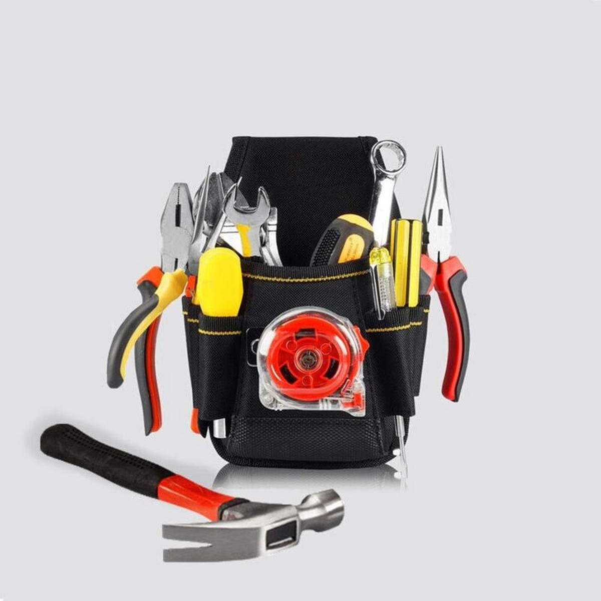 WERKZEUGGÜRTELTASCHE – 15 Taschen – verstellbare Länge bis zu 105 cm - Schwarz, Textil (16/4/30cm) - DCA