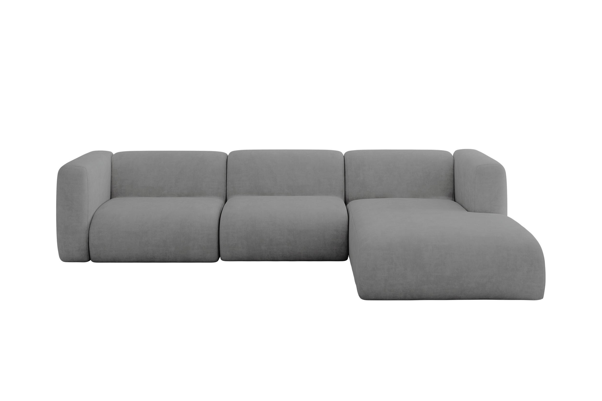 ECKSOFA Ottomane Rechts MIRA-L2 318x179x89 Grau Velours - Schieferfarben/Schwarz, Holzwerkstoff/Kunststoff (318/179cm) - ALTDECOR