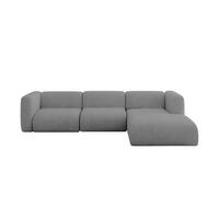 ECKSOFA Ottomane Rechts MIRA-L2 318x179x89 Grau Velours - Schieferfarben/Schwarz, Holzwerkstoff/Kunststoff (318/179cm) - ALTDECOR