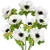KUNSTBLUMEN 3er Set Anemonen Weiß 55 cm - Weiß, Kunststoff (56cm)