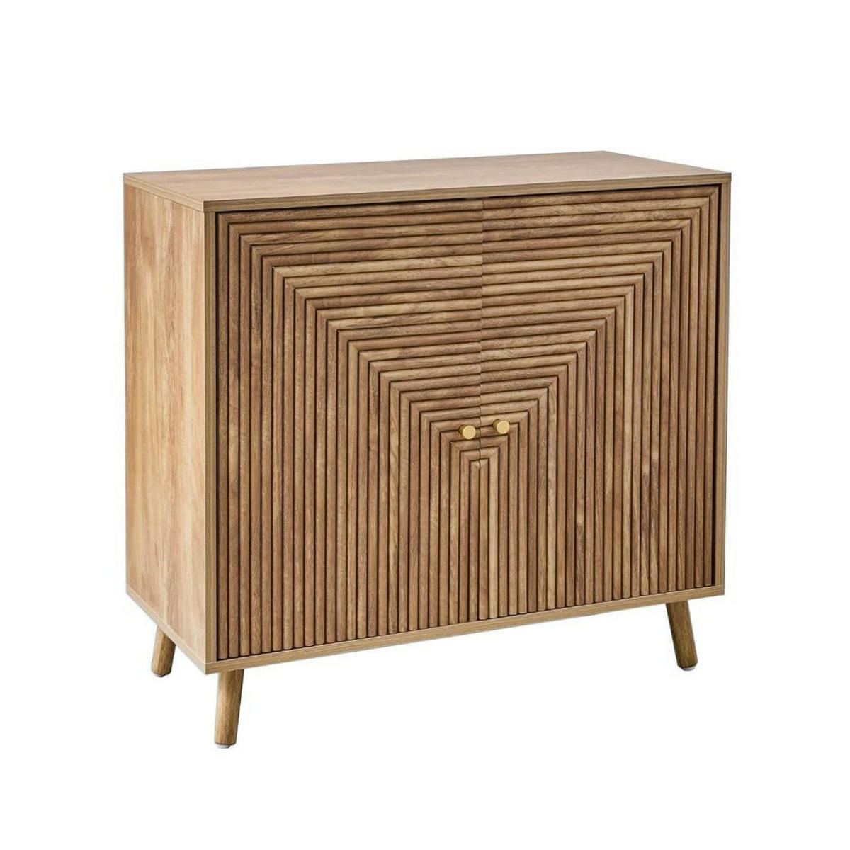 SIDEBOARD 2 Türen in Lamellenoptik in L-Form Eden 80/39/75 cm - Eschefarben, Holzwerkstoff (39/75/47cm) - Calicosy