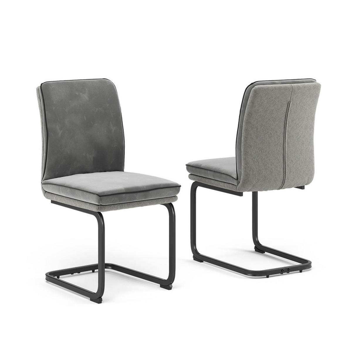 FREISCHWINGER Eleganza Grau 2er Set - Hellgrau, Textil (49/95.5/63.5cm) - Vicco