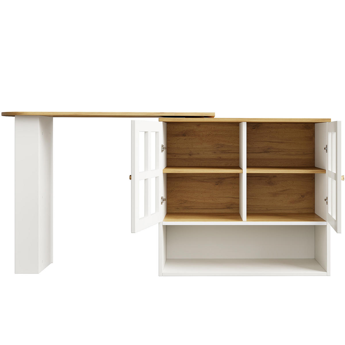 STEHTISCH 138-204x39x102.5cm Weiß mit verstellbaren Trennwänden & Drehfunktion - Weiß, Holzwerkstoff (204/102.5/39cm) - Modfu