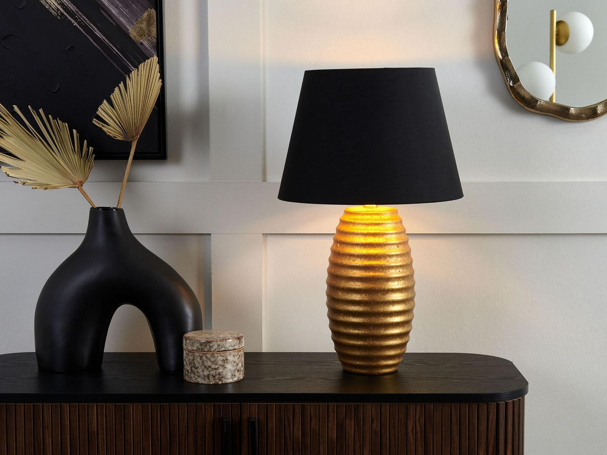 TISCHLAMPE Ebro 33/33/56 cm - Goldfarben, Keramik (33/33/56cm) - Beliani