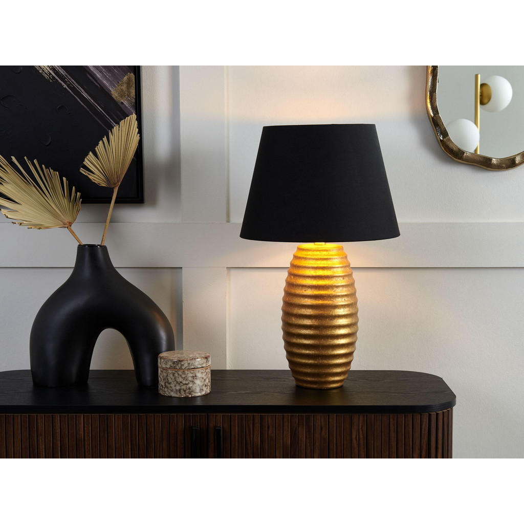 Thumbnail - Beliani Tischlampe, Gold, Keramik, E27, 33x56x33 cm, Lampen & Leuchten, Innenbeleuchtung, Tischlampen, Tischlampen