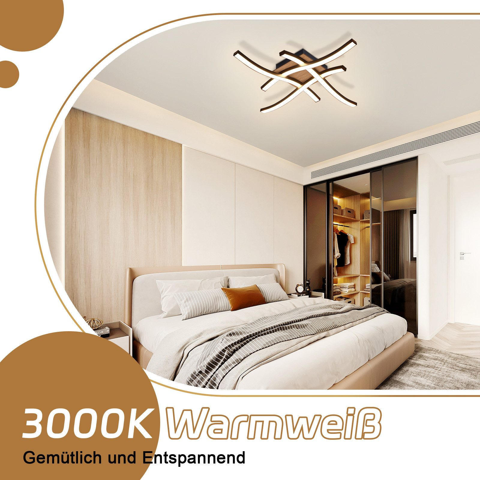 Thumbnail - ZMH Led-Deckenleuchte, Schwarz, Braun, Metall, 42.5x7.3x42.5 cm, Lampen & Leuchten, Innenbeleuchtung, Deckenleuchten