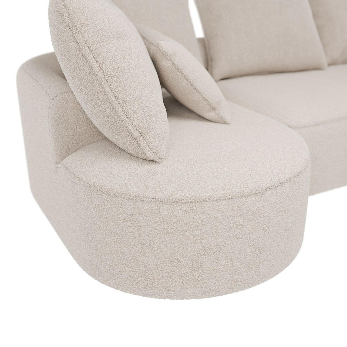 SOFA Tirano Bouclé Creme mit Ottomane links - Creme, Textil (102/300cm) - Juskys
