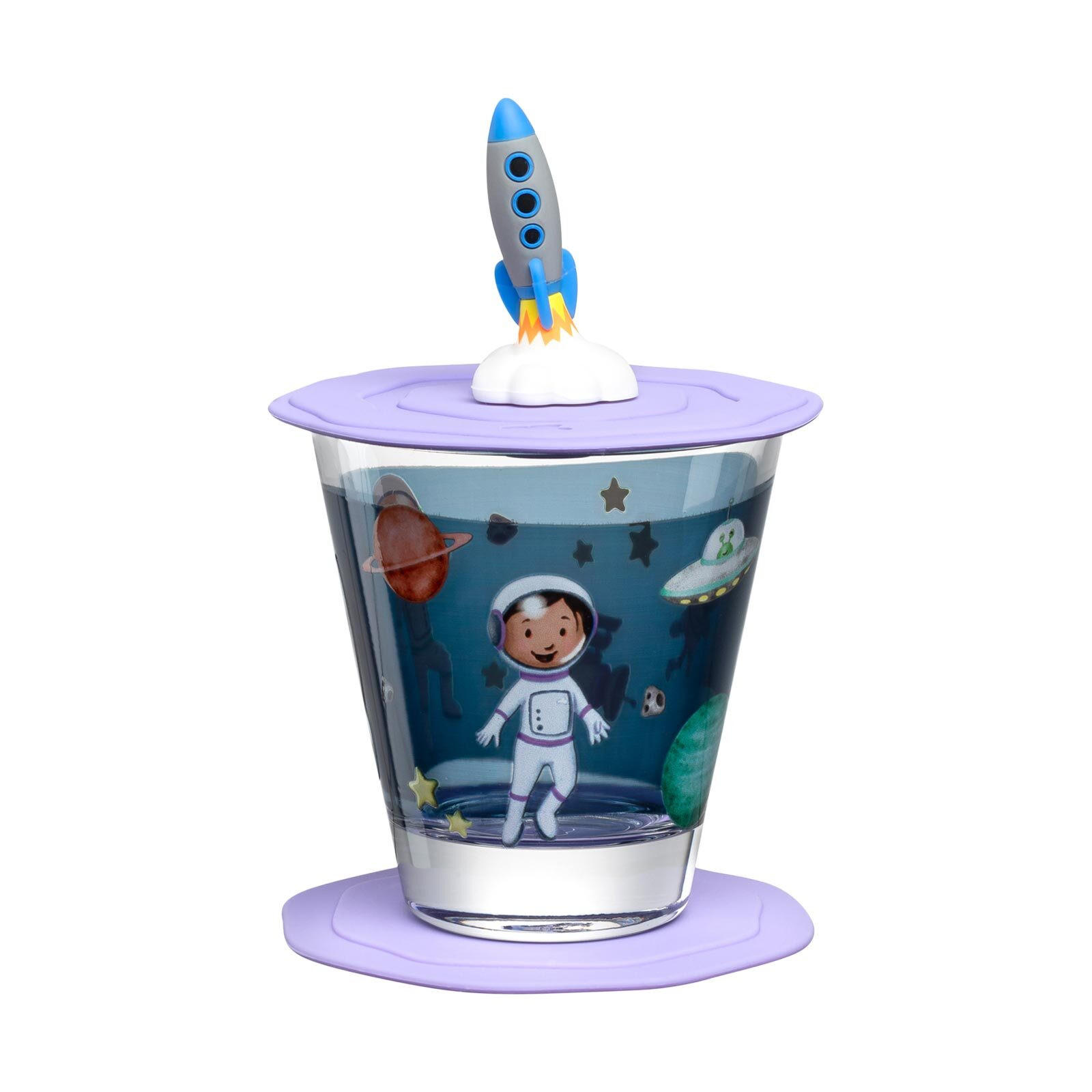 KINDERBECHERSET Bambini Avventura Weltall 215 ml - Blau, Glas (0.215L) - Leonardo Living