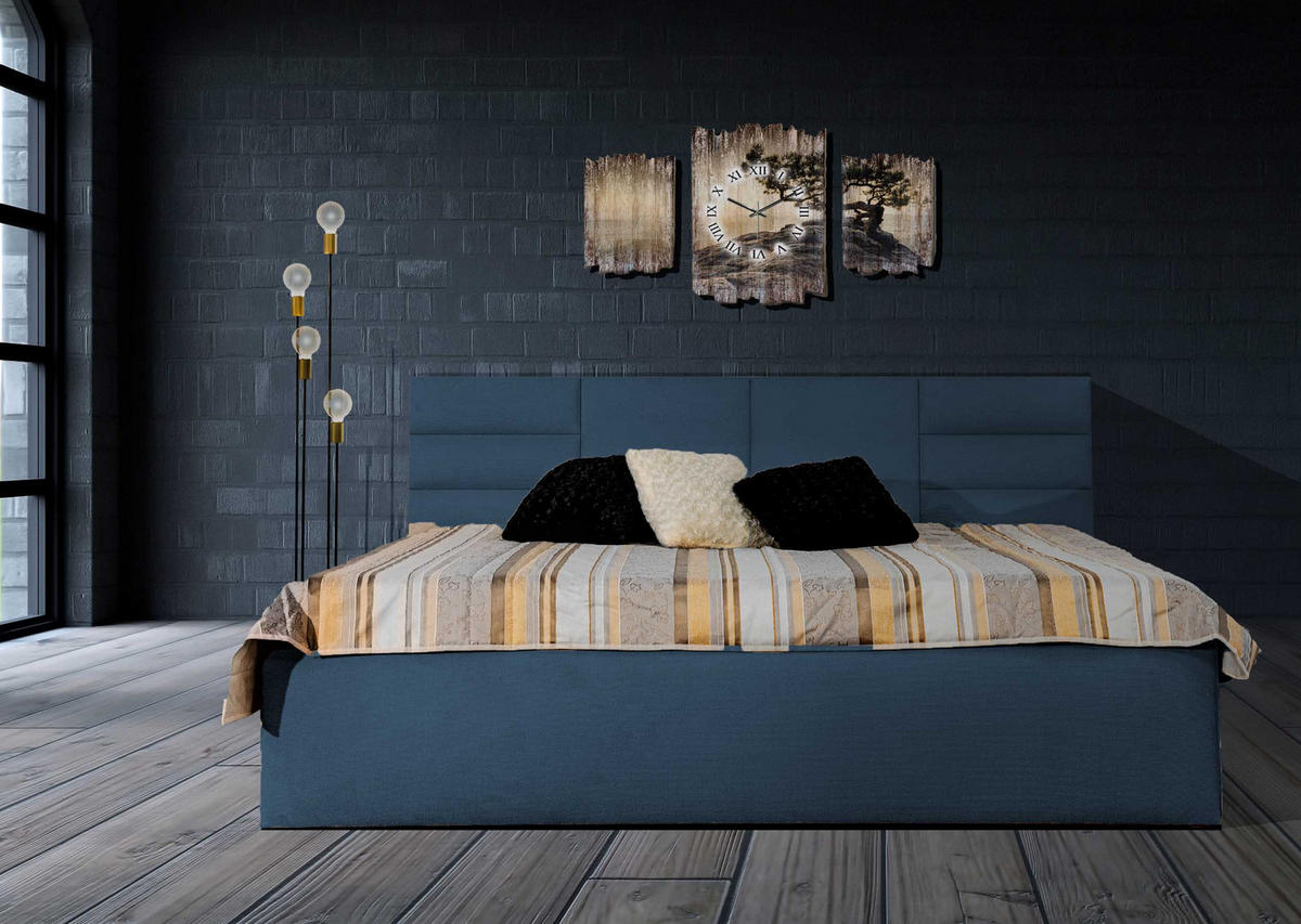 POLSTERBETT Madera Blau 100 x 200 x 40 cm Stauraum unter der Liegefläche Mit hochwertiger Matratze H2 (bis 100 kg) und Lattenrost - Blau, Textil (100/200cm) - Halmon Schlafkomfort Betten 