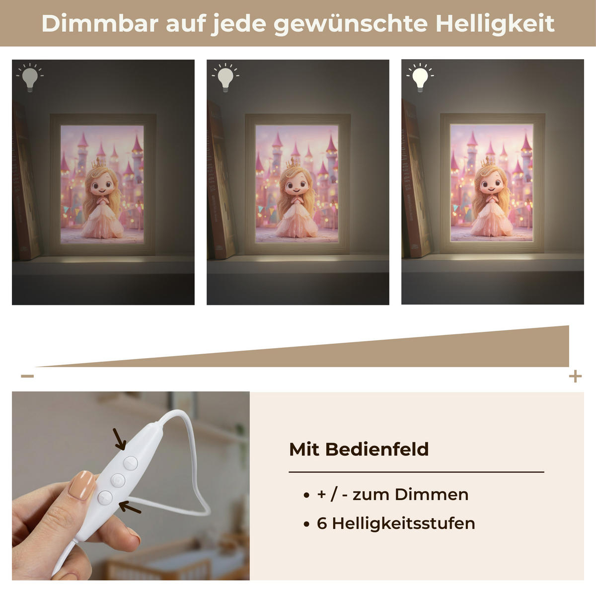 NACHTTISCHLAMPE Prinzessin - Rosa - Schloss 15x20 cm - Rosa, Holzwerkstoff (8/15/20cm)