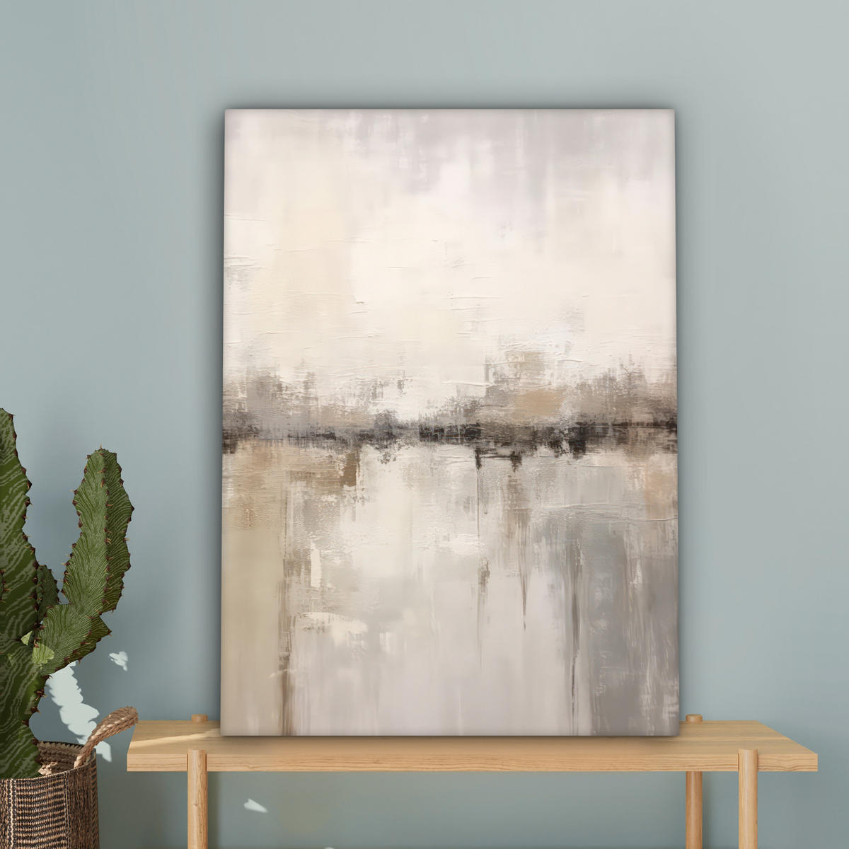LEINWANDBILD Moderne Kunst - Abstrakt - Beige 60x80 cm - Beige, Textil (60/80cm) - MuchoWow