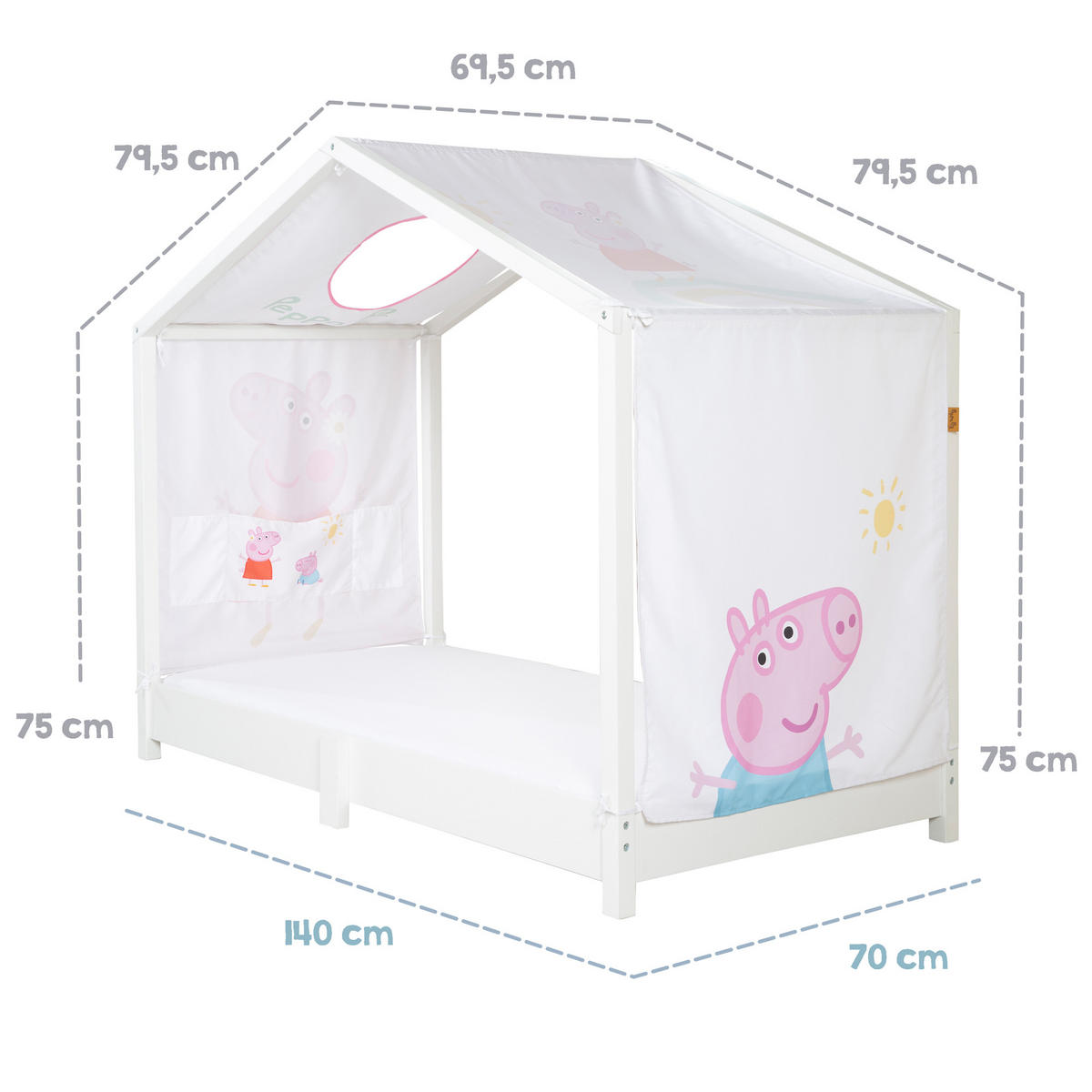 HAUSBETTBEZUG 70 x 140 cm Peppa Pig - Weiß, Kunststoff/Textil (70/140cm) - Roba