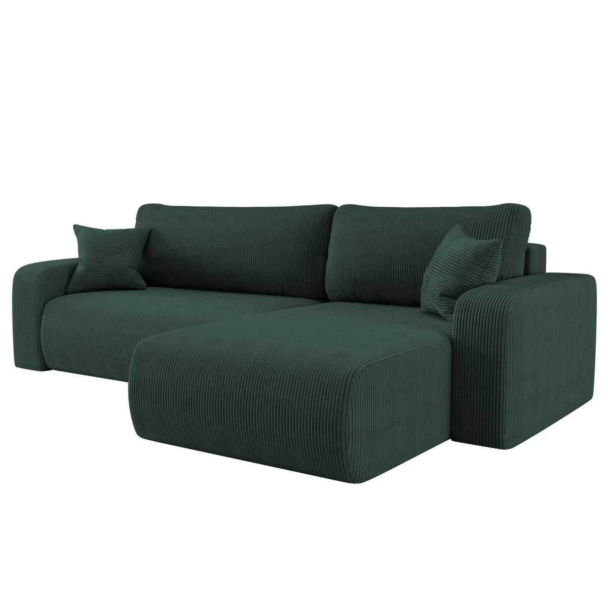 SCHLAFSOFA MILANO XL und bettkasten stoff Poso Dicker Cord Grün Rechts - Grün, Holz (274/82/145cm) - Kaiser Möbel
