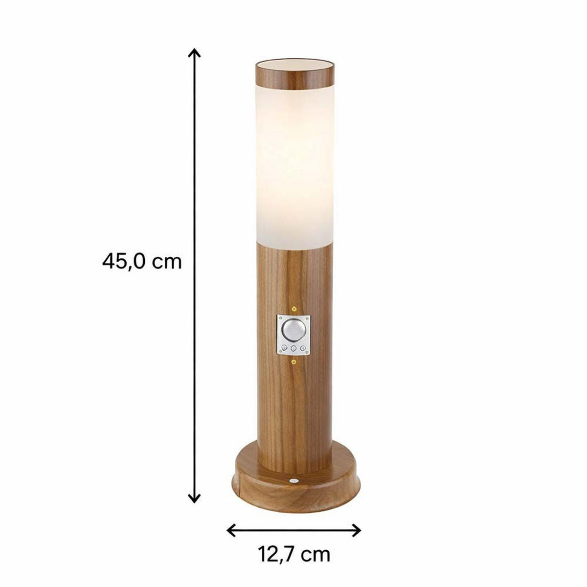 LED AUSSENLEUCHTE BOSTON Holzoptik Braun - Braun, Metall (12.7/12.7/45cm) - Globo Lighting