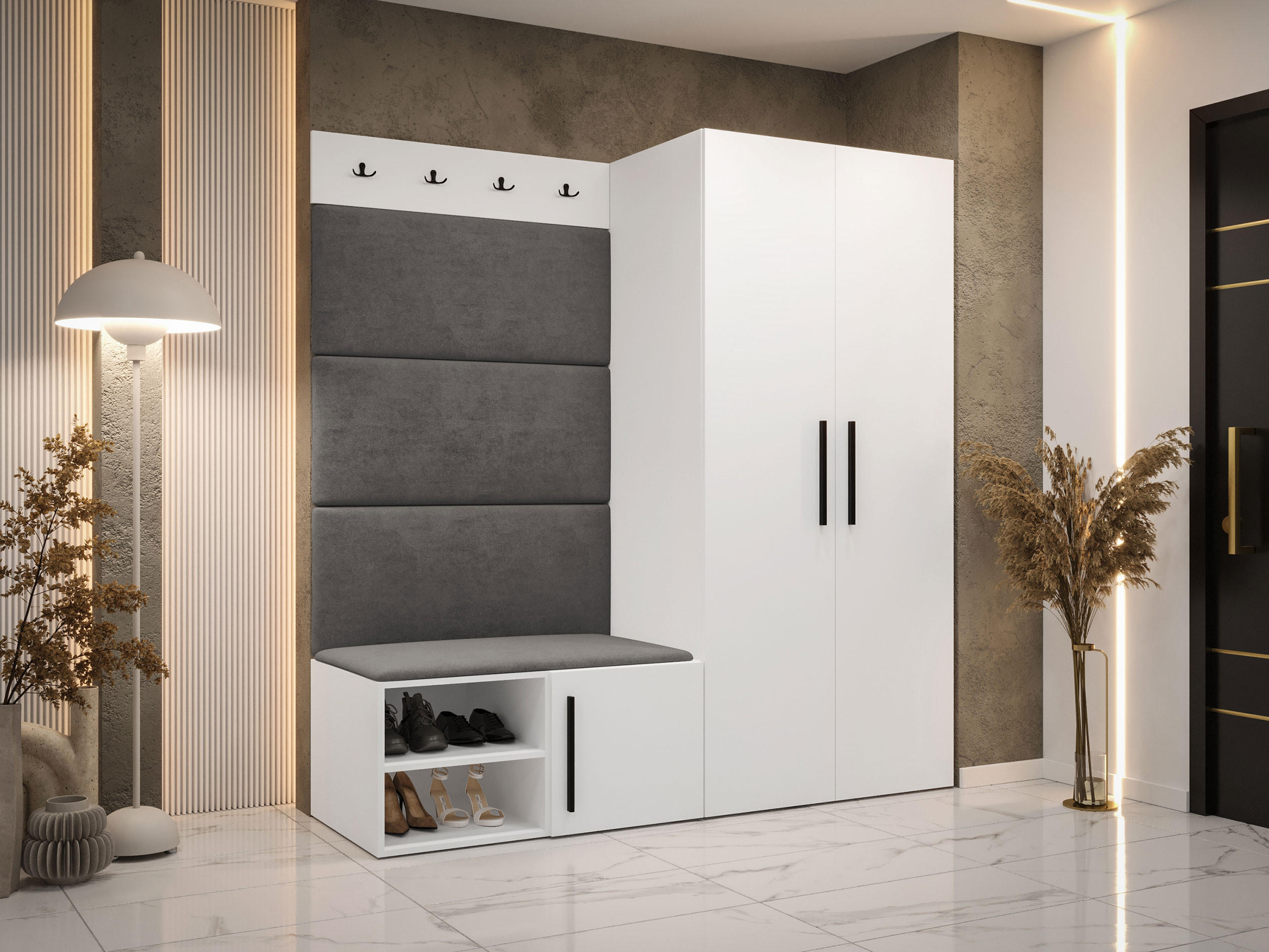 GARDEROBEN-SET Medi I - Schwarz/Weiß, Holzwerkstoff/Kunststoff (80/191/50cm) - MIRJAN24