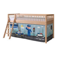 HALBHOHES BETT Kelci 90x200 Textilset Police Buche Massivholz natur - Buchefarben, Holz (90/200cm) - 58aufmkessel