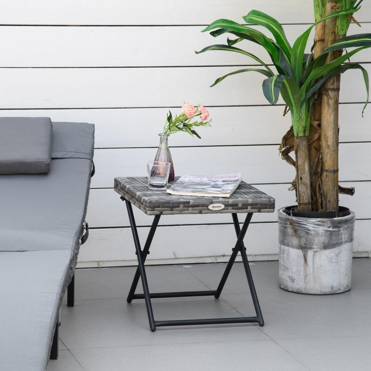 GARTENTISCH 40/40/40 cm grau aus Polyrattan klappbar - Grau, Kunststoff (40/40/40cm) - OKWISH