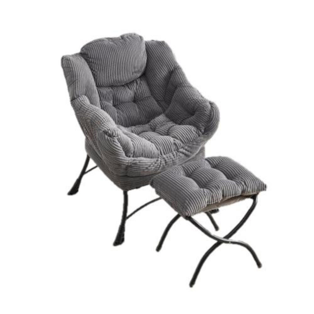 LOUNGESESSEL Relaxsessel mit Hocker,dicke Polsterung,Grau - Grau, Metall (70/95/64cm) - LVHOM