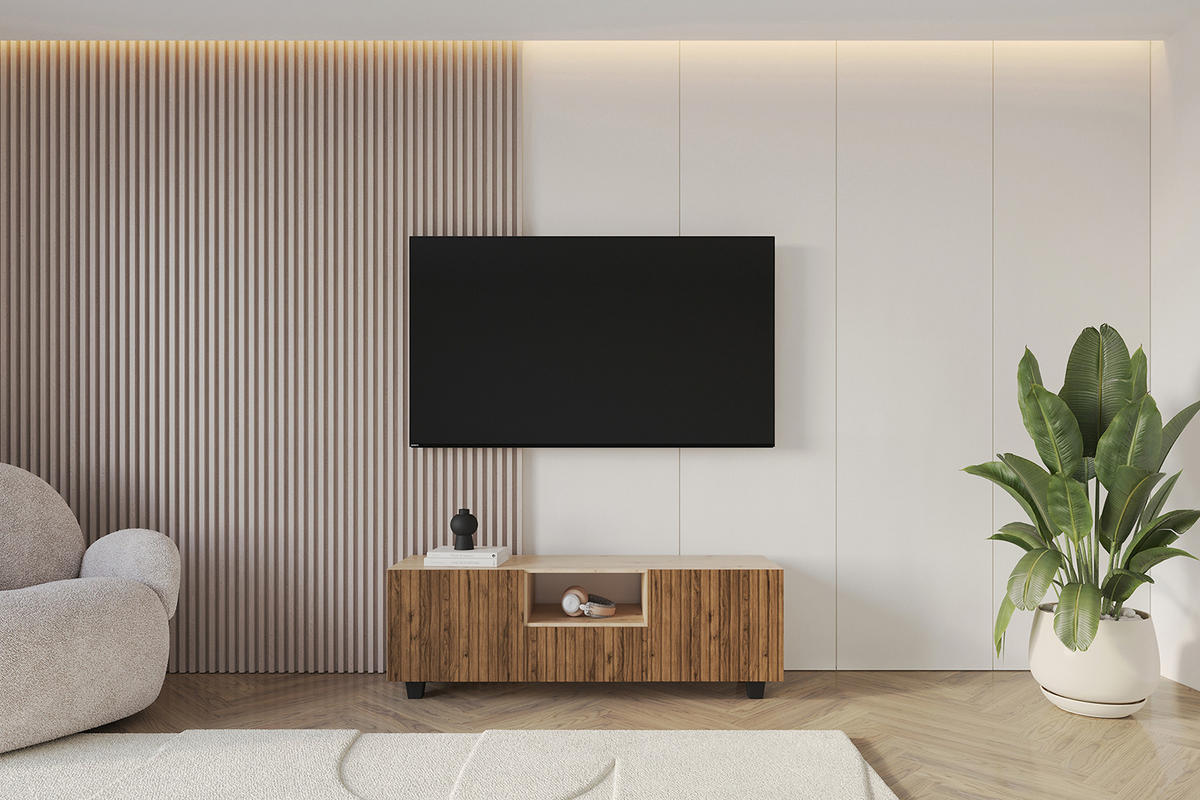 LOWBOARD KITO-S 140x50x41 cm - Artisan / Katania - Eiche Wotan/Schwarz, Holzwerkstoff (140/50/41cm) - ALTDECOR