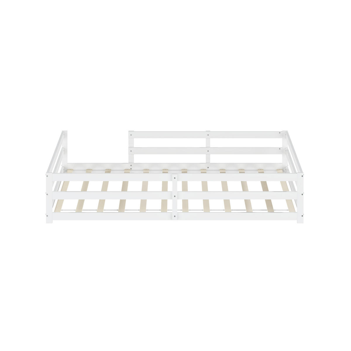BODENBETT 140/200 cm DE-33039 mit Schutzgitter Weiß - Weiß, Holz (140/200cm) - ComfortXL
