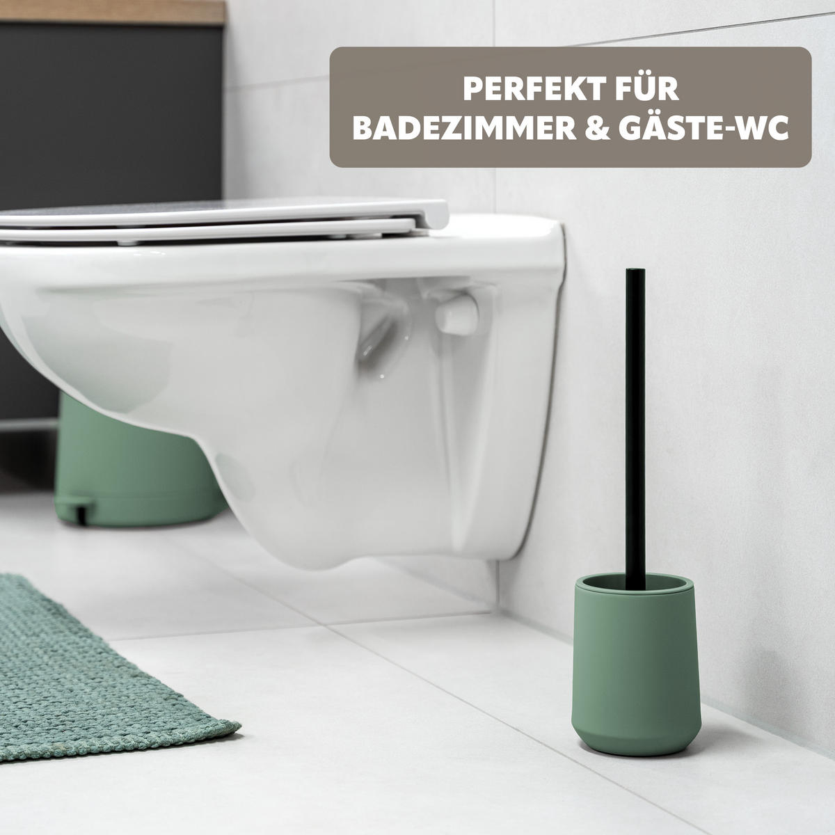 WC-GARNITUR TESERO, Kunststoff, grün - Grün, Kunststoff (10.5/39.5/10.5cm) - eluno