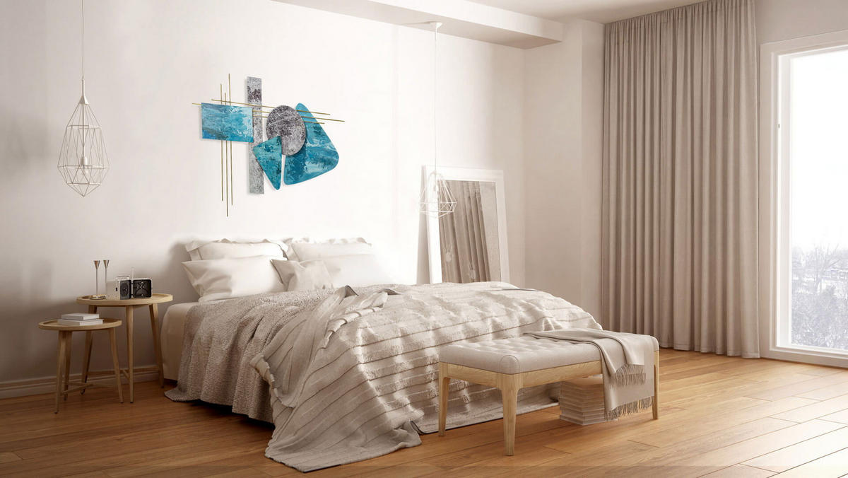 WANDDEKO Blau 80/60 cm - Blau/Silberfarben, Metall (1.47/60/3cm) - KUNSTLOFT