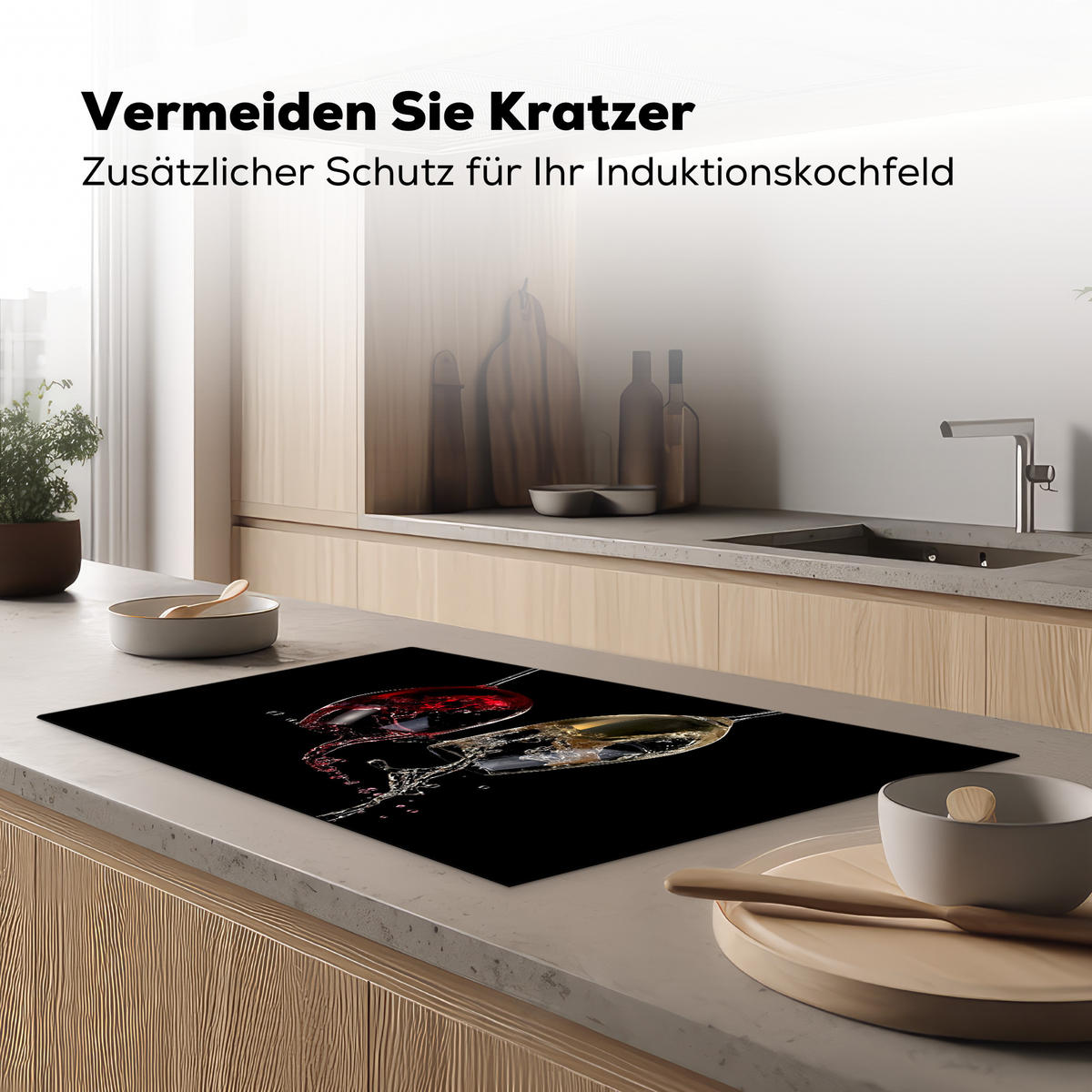 HERDABDECKPLATTE Rotwein - Weißwein - Glas - Schwarz 85x52 cm - Weinrot, Kunststoff (85/0.2/52cm) - MuchoWow