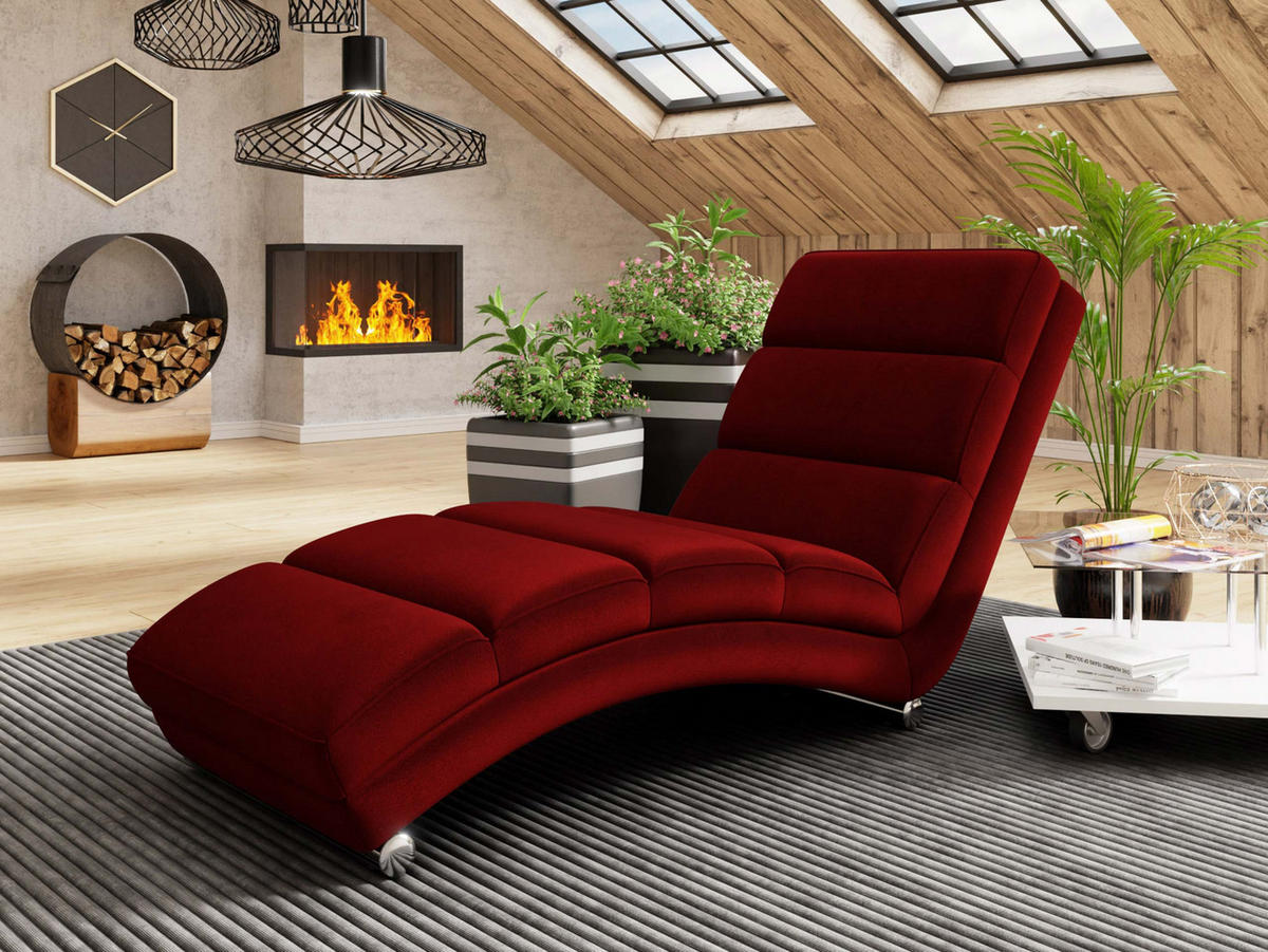 RELAXLIEGE Holiday Premium - Chromfarben/Rot, Holz/Textil (62/84/180cm) - MIRJAN24