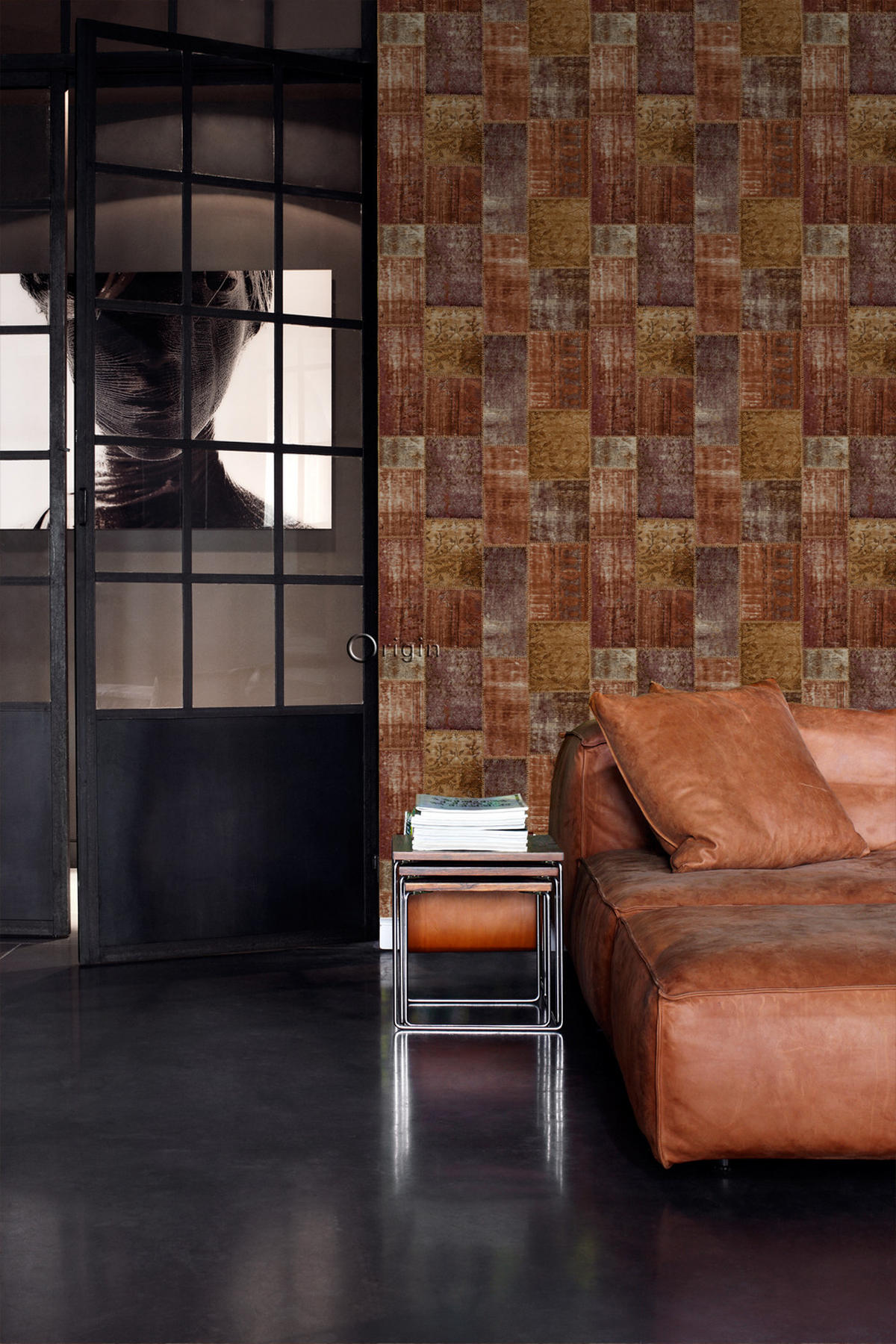 TAPETE Kelim-Patchwork 53 cm x 10.05 m - Orange, Papier (53/1000cm) - Origin Wallcoverings