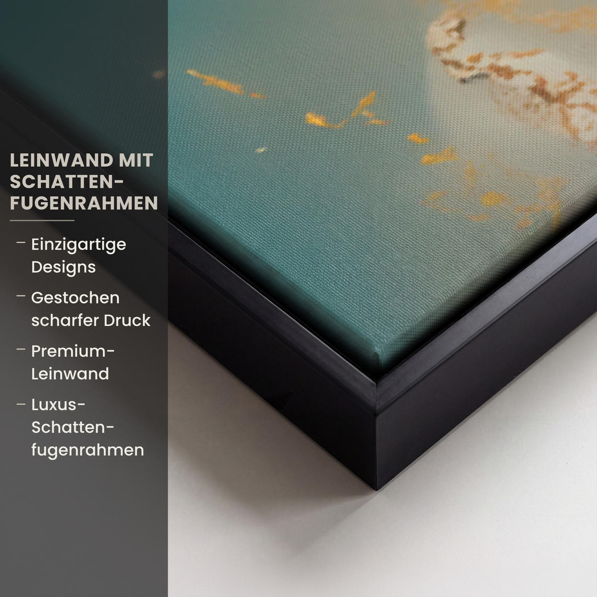 LEINWAND Bilder mit Rahmen - Frau - Porträt - Gold - Luxus - Blau - 120x80 - Türkis, Textil (120/80cm) - MuchoWow