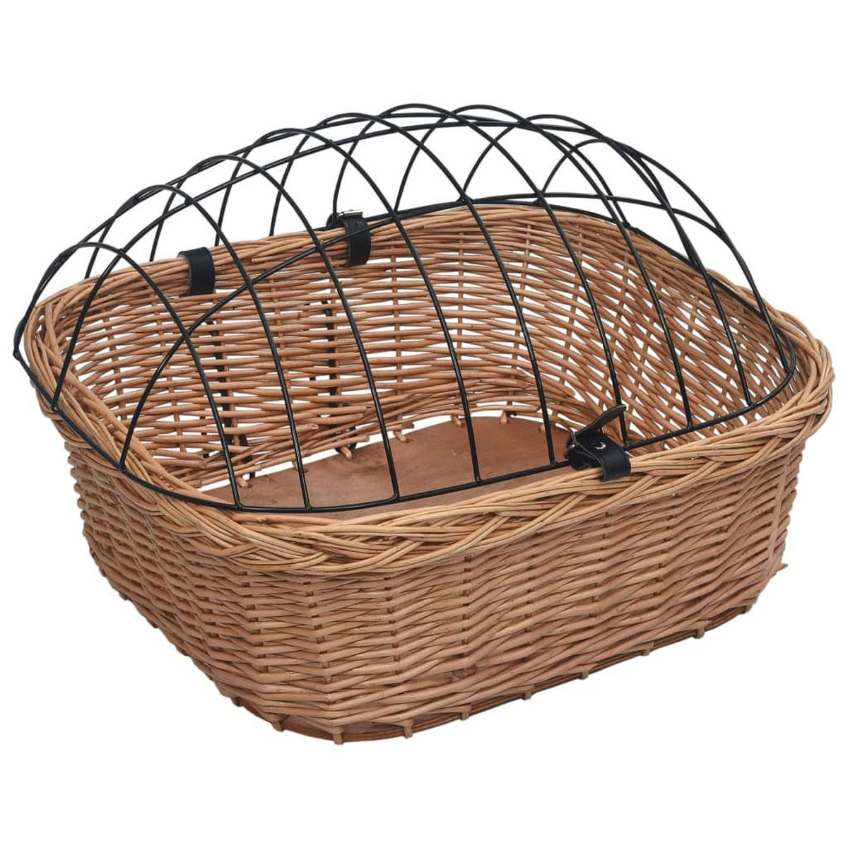 FAHRRADKORB Vorne Mit Deckel 50/45/35 Cm Natur Weide - Braun, Naturmaterialien (45/35/50cm) - vidaXL