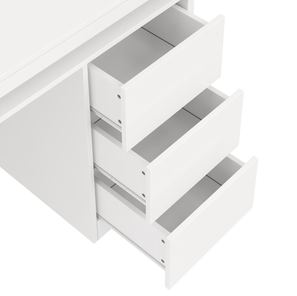PSACÍ stůl 120/50/78,5 cm, MDF, bílý, s LED osvětlením a 3 zásuvkami - bílá, kompozitní dřevo (120/78.5/50cm) - BEAOK
