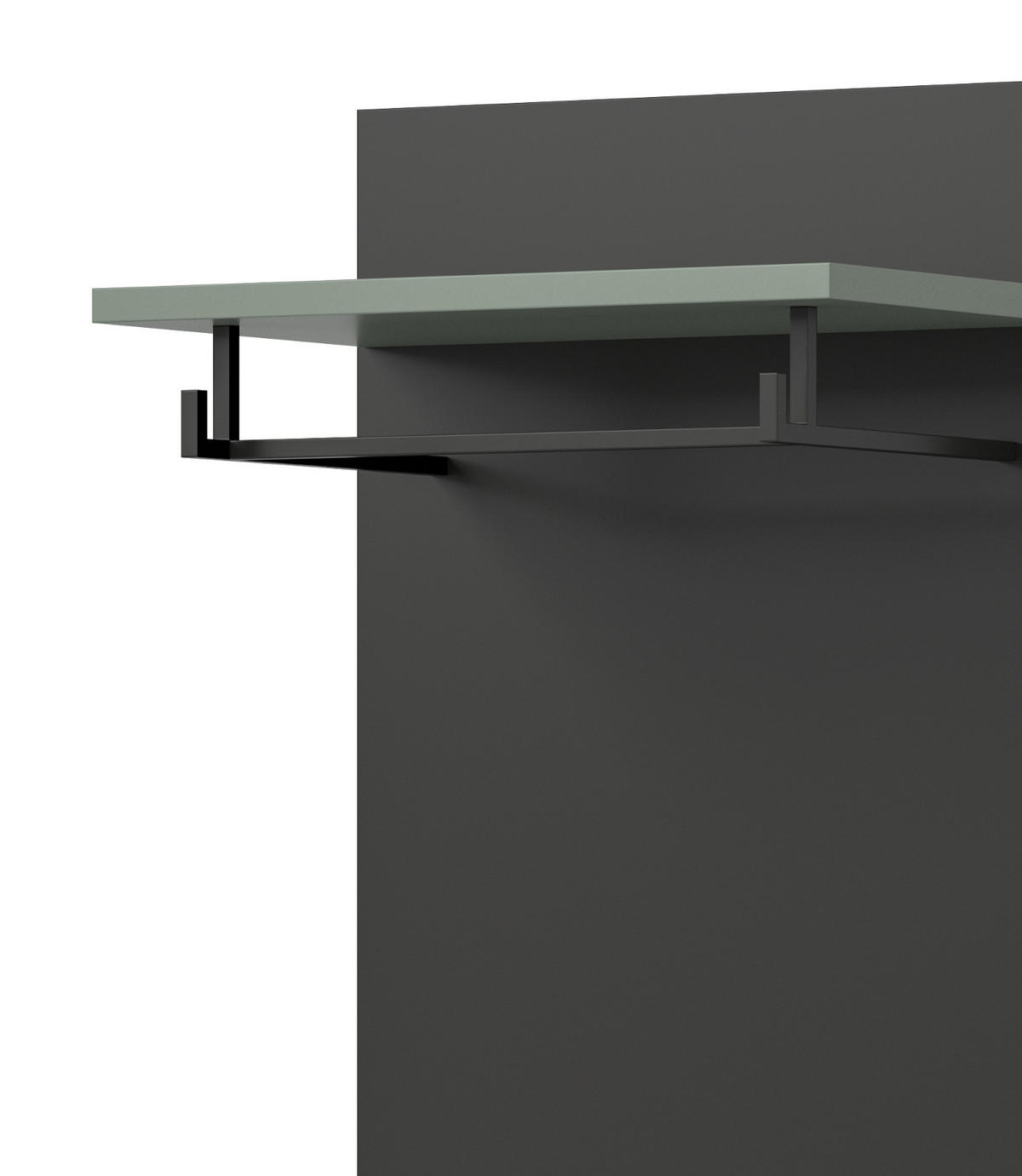 GARDEROBENPANEEL Grau und Salbei, Wandgarderobe 45 x 165 cm, Cooper - Dunkelgrau/Salbeigrün, Holzwerkstoff (45/165/29cm) - Inn.Furn