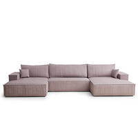 WOHNLANDSCHAFT Kyoto Lila Samtstoff - Flieder/Schwarz, Holz/Holzwerkstoff (398/70/148cm) - Maison de Reve