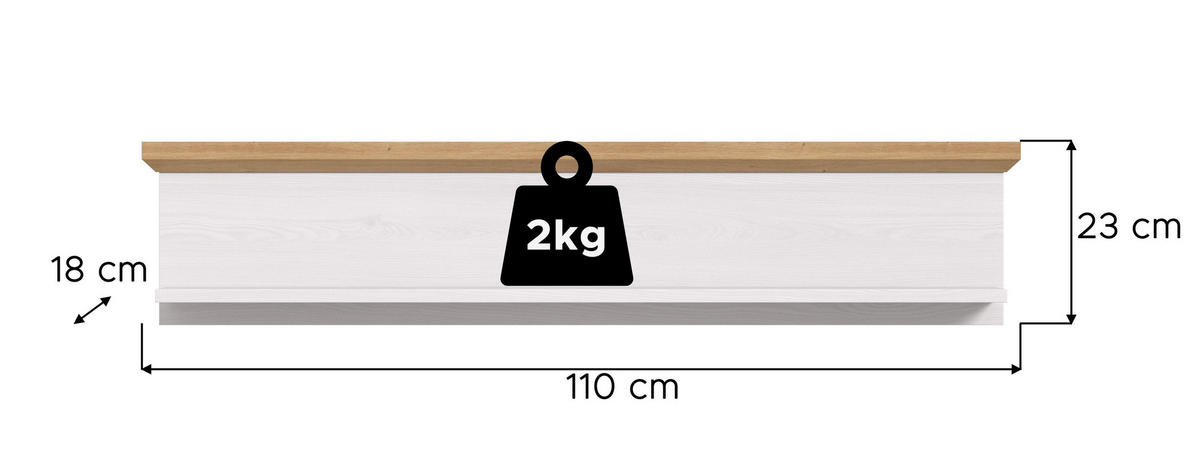 WANDBOARD Siena (B/H/T: ca. 110/23/18 cm) in Sibiu Lärche Nachbildung/Sibiu Lärche Nachbildung - Lärchefarben, Holzwerkstoff (110/23/18cm)