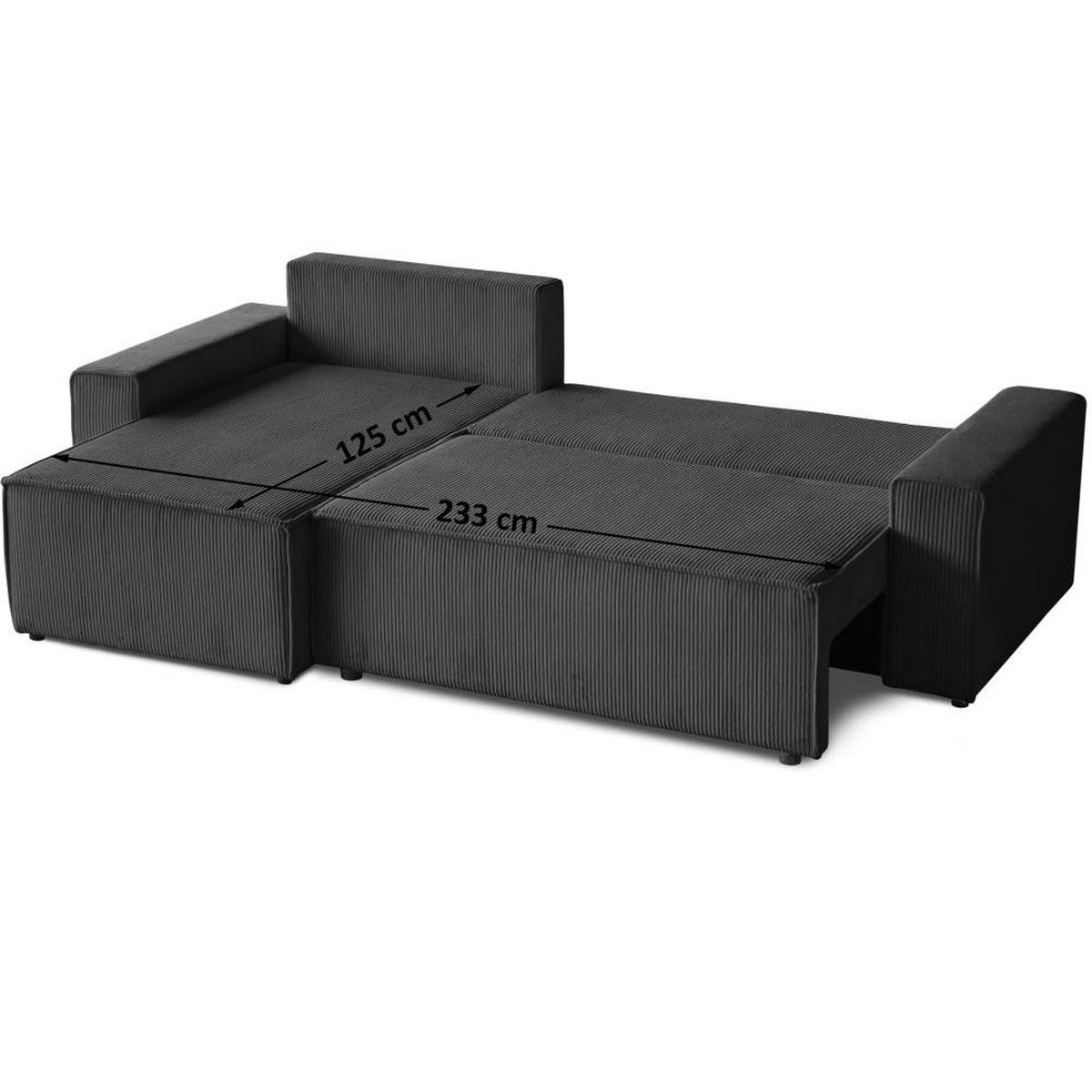 ECKSCHLAFSOFA mit Schlaffunktion Hektor dunkelgrau - Dunkelgrau/Schwarz, Kunststoff/Textil (277/152cm) - Beautysofa