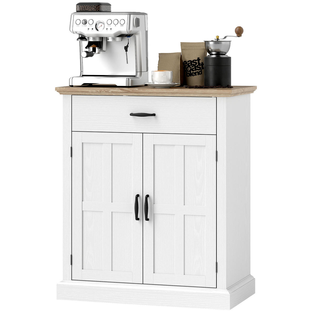 SIDEBOARD DE-11169 2 Türen, Schublade & verstellbarer Boden Weiß - Weiß, Holzwerkstoff (75.2/91.5/40cm) - ComfortXL