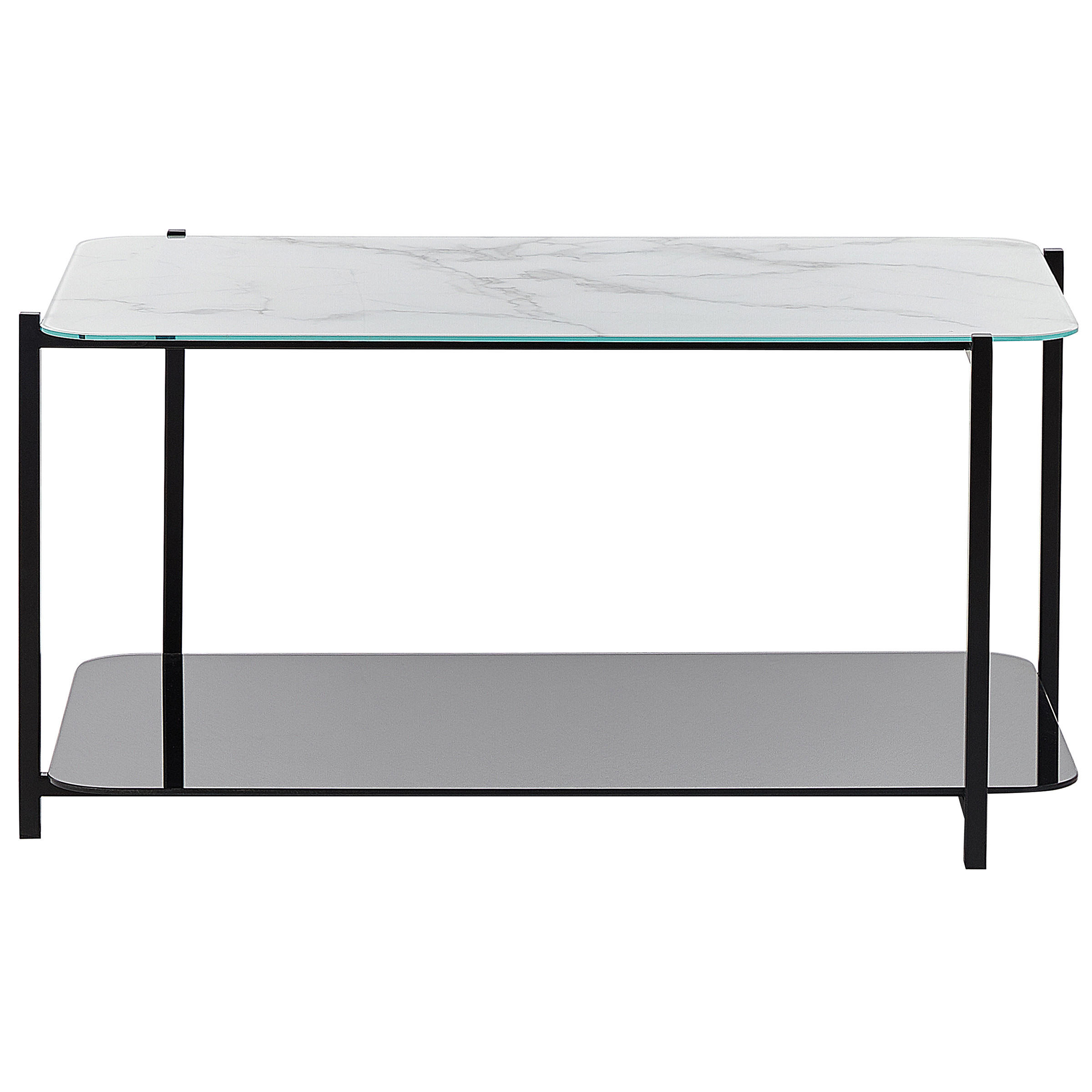 COUCHTISCH Marmor Optik weiß/schwarz rechteckig Gloster - Schwarz/Weiß, Glas (47/77/40cm) - Beliani