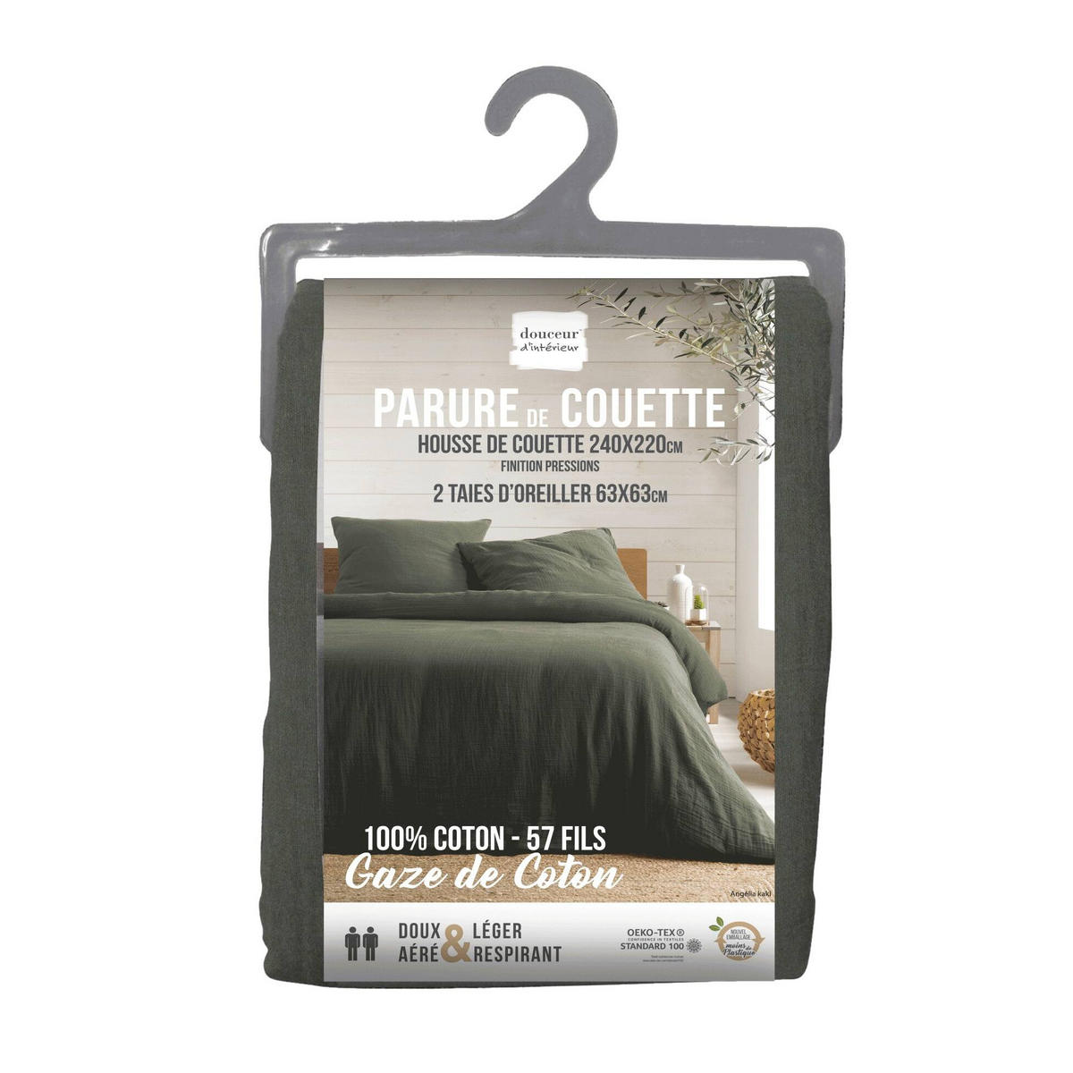 BETTWÄSCHE Angelia 240/220 cm - Waldgrün, Naturmaterialien (220/240cm) - Douceur d´intérieur